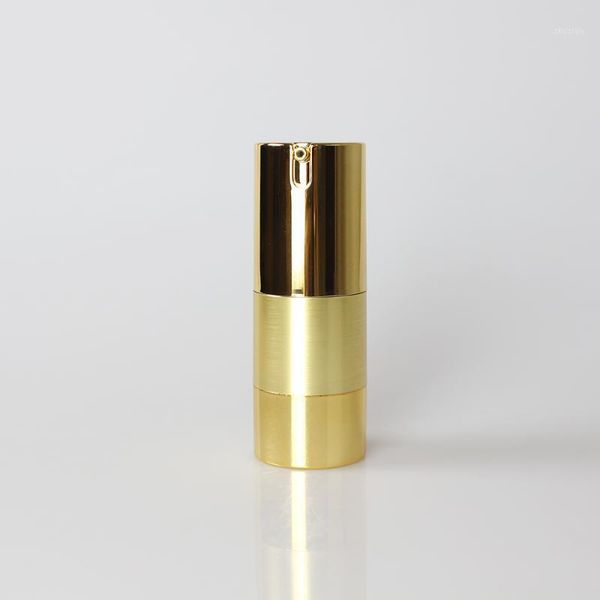 

storage bottles & jars 15ml uv gold airless vacuum pump cosmetic container refillable