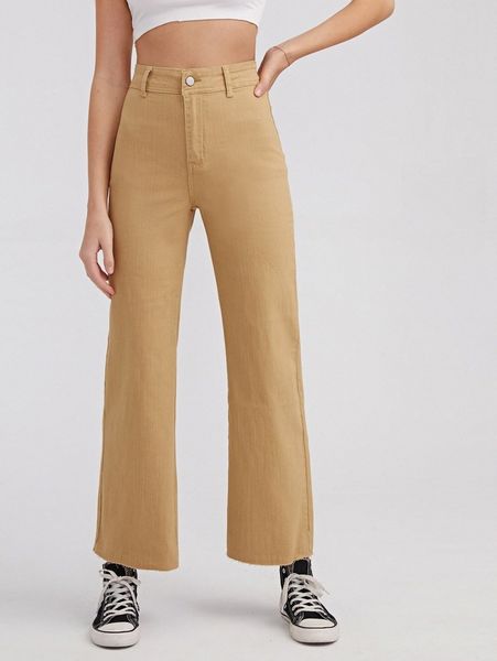 

high waist solid jeans q4cm#, Blue