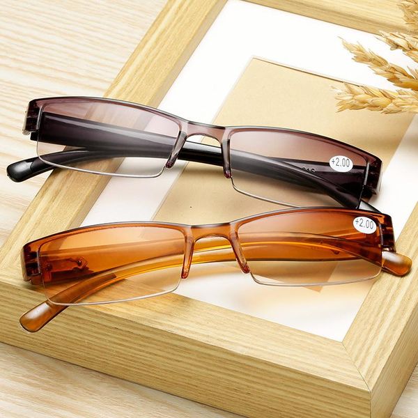 

fashion sunglasses frames korean reading glasses men women clear lens half frame presbyopic eyewear for reader, Black