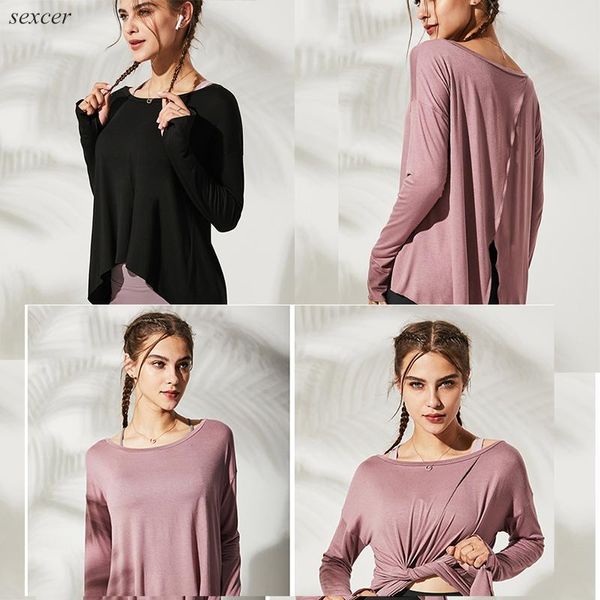 

yoga outfits long sleeve bandage sport shirt women shirts double wear way running gym clothes fitness workout sportswear, White;red