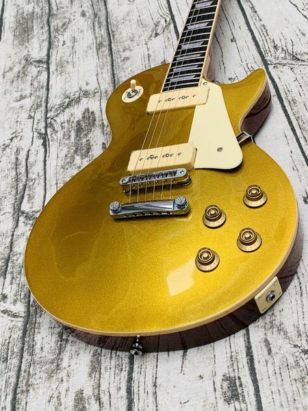 

custom gold electric guitar, 1pc body&neck, bone nut