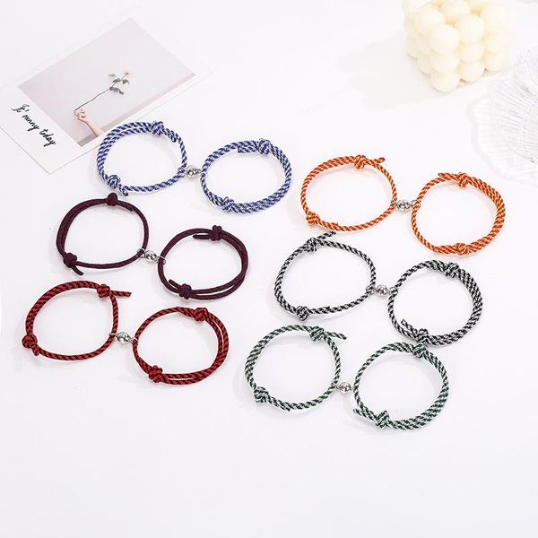 

link, chain 2pcs couple magnet attract each other creative unique bracelet men and women charm girl bracelets jewelry lover gift, Black