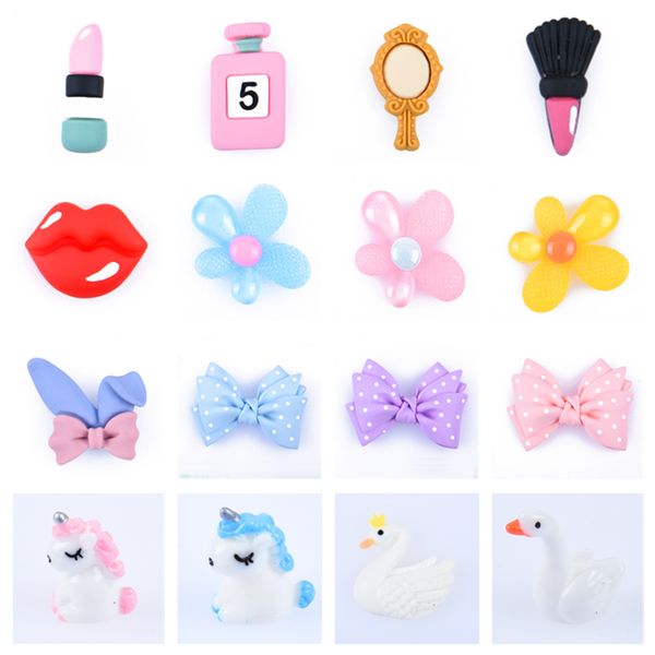 

wholesales croc shoes charms resin animals cartoon decoration mirror and lipstick bracelet accessories kid's gift, White;pink