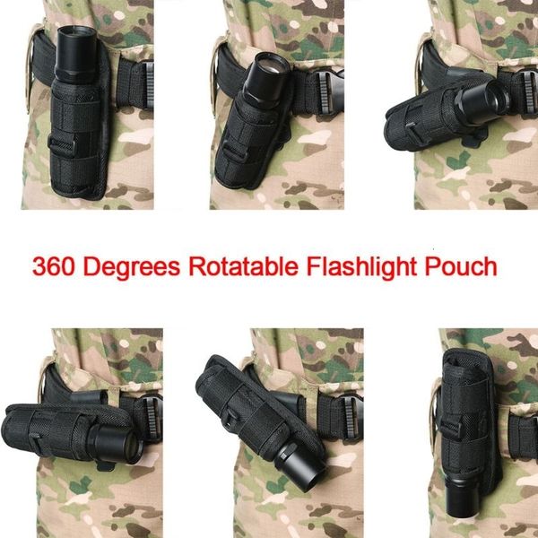 

tactical 360 degrees rotatable flashlight pouch holster torch case for belt cover hunting lighting accessories