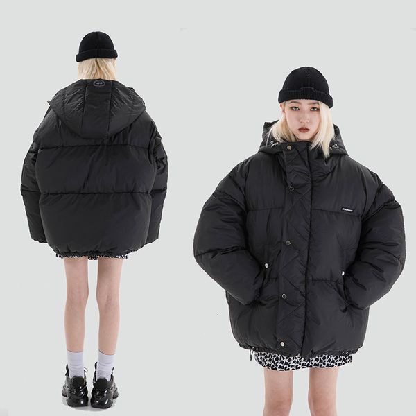 

new 2021 original thick winter jacket men and women loose casual padded coat streetwear oversize windbreaker outwear hooded parka h7ey, Black