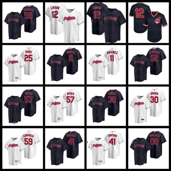 

cleveland 12 francisco lindor indians jerseys baseball jose ramirez cesar hernandez shane bieber oscar mercado daniel johnson josh naylor, Blue;black