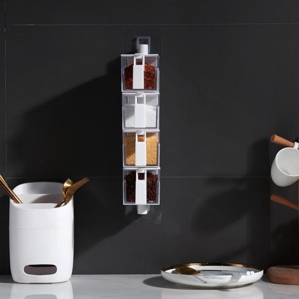 

storage bottles & jars seasoning boxes spice condiment wall organization kitchen hanging storager rotating spices jar tool box