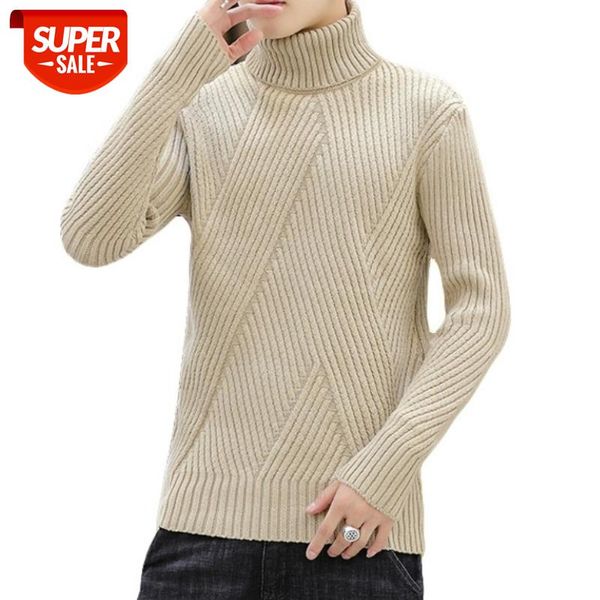 

new men's warm turtleneck sweater men fashion solid knitted mens sweaters 2020 casual male slim fit male streetwear pullovers #my17, White;black