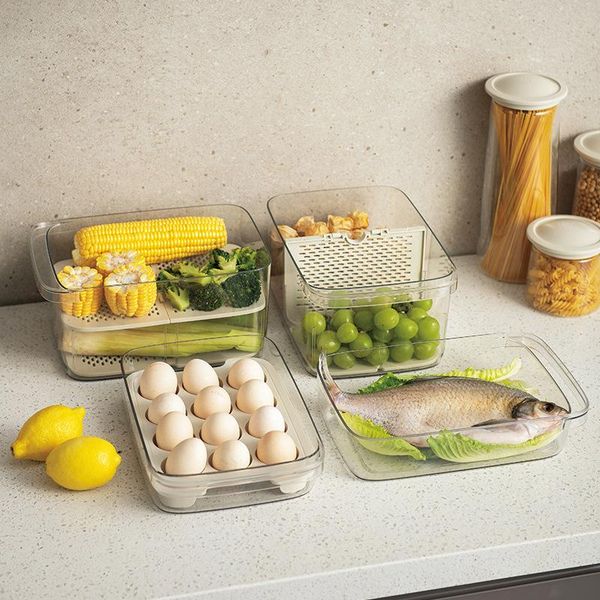 

storage bottles & jars fridge food containers kitchen plastic egg holder organizer for fresh fruits vegetables