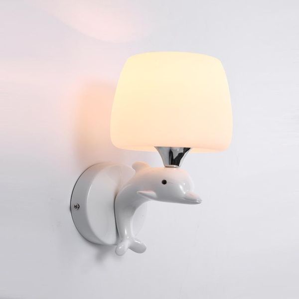 

cute cartoon glass wall lamp children room dolphin mushroom led wall light fixtures corridor bedroom bathroom mirror lights e14