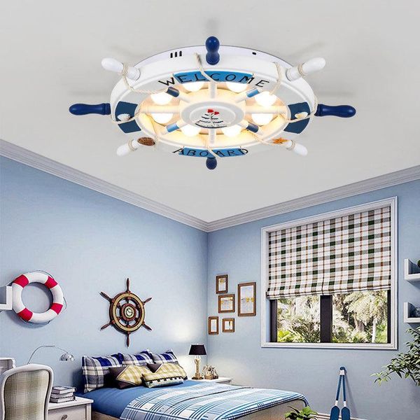 

ceiling lights children's room lamp led creative pirate ship rudder boy mediterranean style cartoon bedroom lb82818