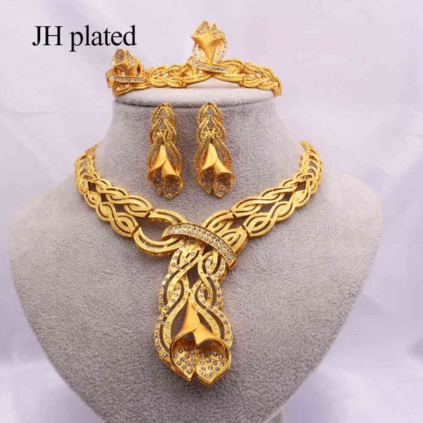 

jewelry sets dubai gold african indian bridal wedding gifts for women necklace bracelet earrings ring jewelery ethiopia set, Black