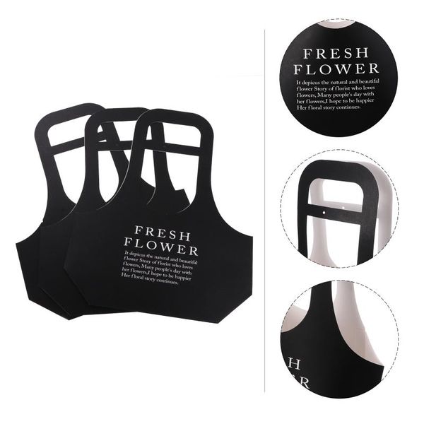 

gift wrap 3pcs flower bouquet wrapping bags fashion kraft paper handbags (black)