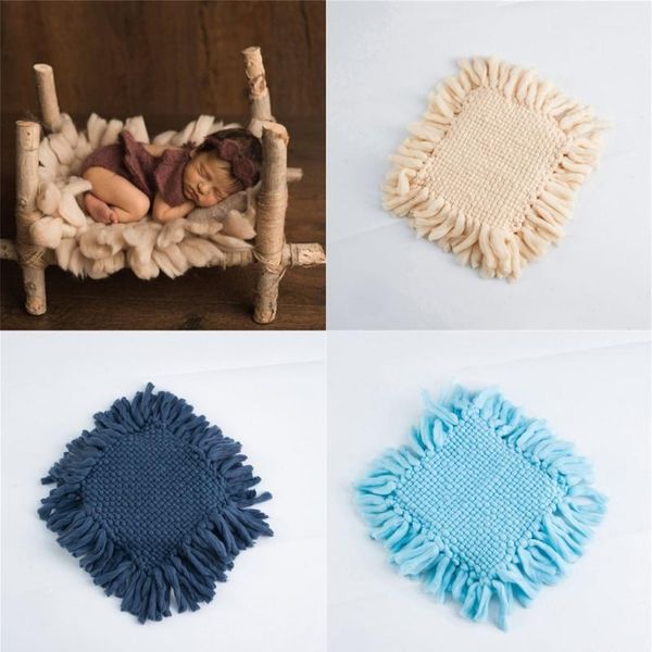 blankets & swaddling 50x50cm baby pography crochet blanket born basket filler woven carpet background po shooting backdrop cushion