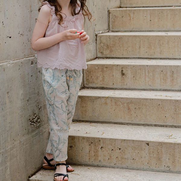 

casual children printing pants kids girls casual long pants full fashion children summer elastic waist little girl clothing, Blue