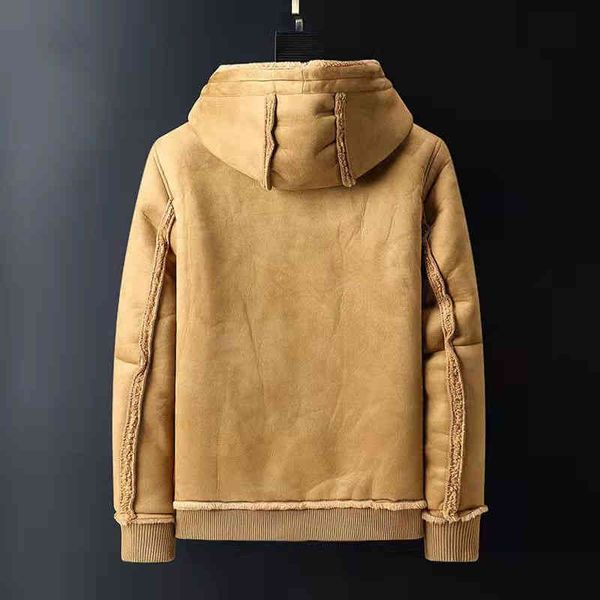 

men's fur & faux men's fur and faux wallet oversize coat hooded zip pocket vintage coat bgp9, Black