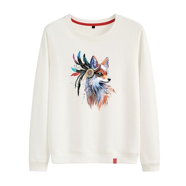 

jcgo women hoodies cotton oversized pullover casual sweatshirt plus size o-neck long sleeve fox print streetwear female clothes 201126, Black