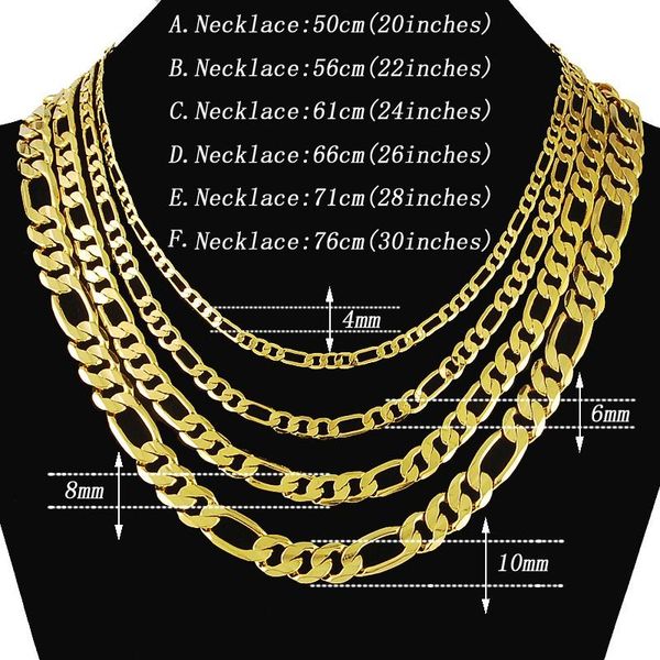 

chains hip hop mens necklace 4/6/8mm curb cuban chain gold color filled jewelry necklaces party daily wear 50-75cm, Silver