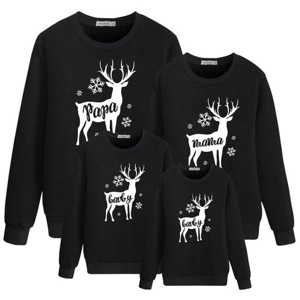 

family christmas sweaters father mother daughter son matching outfits look year kids hoodies clothing mommy and me clothes 211025, Blue