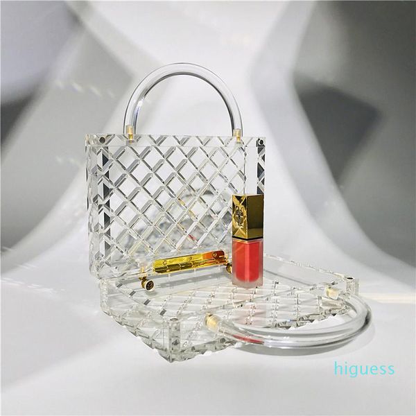 Designer- Donne Borsa Diamante Diamond Lattice Acrilici Borse Borse Borse Crystal Clear Clutch Acrilico Croce Designer Designer Borsa