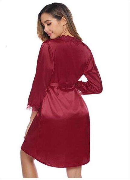 

fashion women's summer mini kimono robe lady rayon bath gown yukata nightgown sleepwear sleepshirts pijama mujer size -xl, Black;red