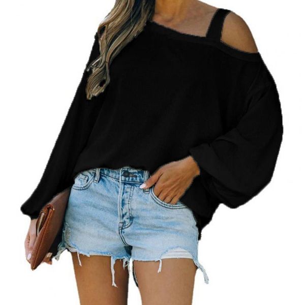 

women's blouses & shirts slash collar basic blouse long sleeve women one shoulder autumn elegant 2021 streetwear casual clothing, White