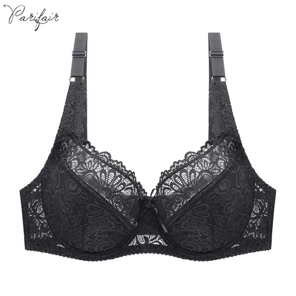 Pairfairy Womens Grande tazza D e f Bra sfollata BRA Full Cup Lace Bras Plus Size 75-100 Floral Soutien Gorge Soututned Bralette 211110