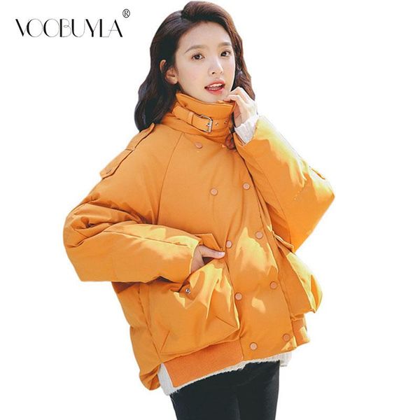 

oversize winter jacket women coat fashion female stand collar big pocket jacket women parka warm casual overcoat parkas, Black