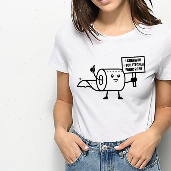 

new t shirt female pop funny graphic toilet paper kawaiiÂ trendy t shirt harajuku i survived great toilet paper 2021 tshirt, White