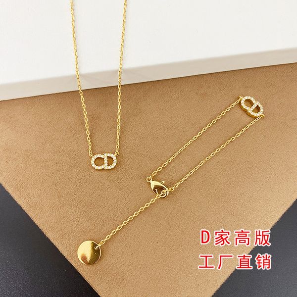 

70% off family new necklace advanced letter women's dijia bracelet net red jewelry set, Golden;silver