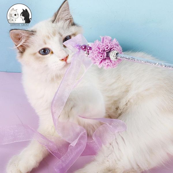 

cat toys pet funny stick fairy interactive crystal bright silk yarn ball ribbon toy