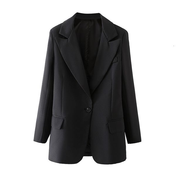 

2021 new fashion women black suit blazer long sleeve pocket office lady business coat female retro kxt4, White;black