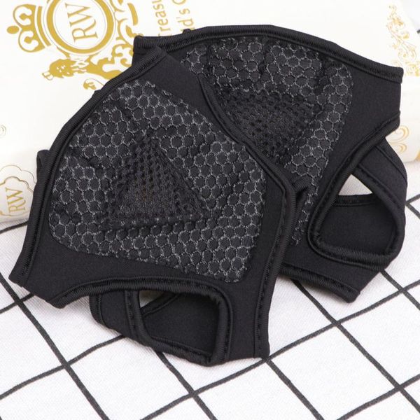 

cycling gloves gym men workout weight lifting non-slip silicone fingerless padded with wrist strap palm protection, Black
