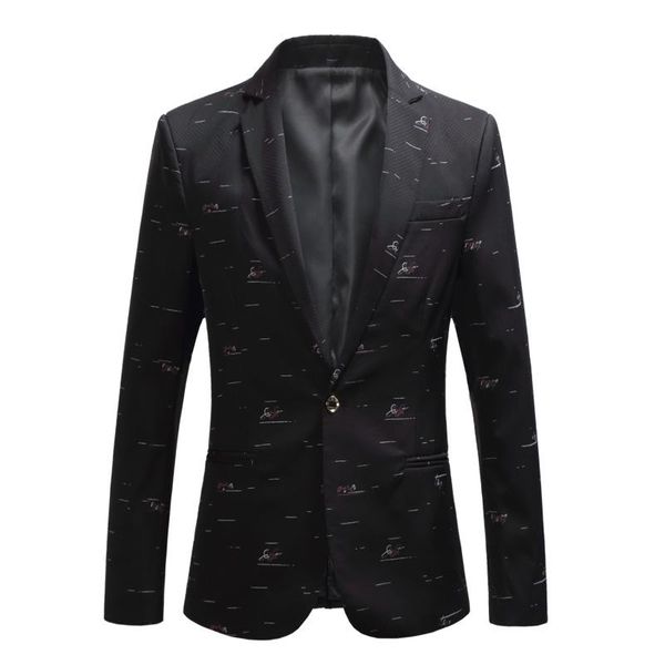 

2021 new spring single button men blazers regular fit plus size 6xl foral print mens blazer jacket, White;black