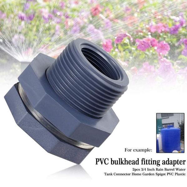 

2pcs pvc 3/4 inch thread water tank bulkhead fitting adapter with seal gasket accessories