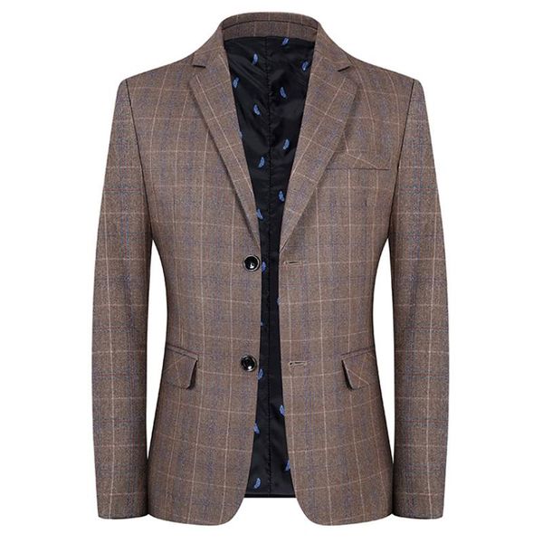 

men's suits & blazers 2021 vintage plaid blazer british stylish male suit jacket spring/autumn business casual terno masculino, White;black