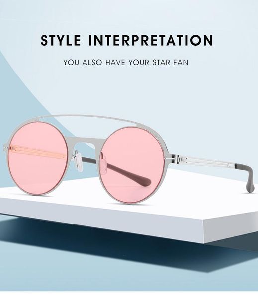 

sunglasses 2021 fashion round frame ladies pilot personality wild super elastic stainless steel men, White;black