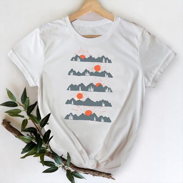 

mountain beautiful place 90s womens cute spring summer lady print graphic female tee shirt, White