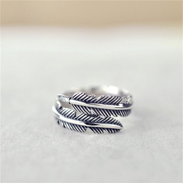 

design jewelry feather female adjustable simple temperament index finger lovers tail ring jewelry, Silver