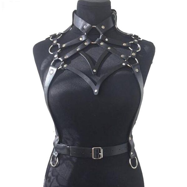 

belts women harajuku garters pu leather body bondage cage sculpting harness lingerie gothic straps suspenders belt, Black;brown