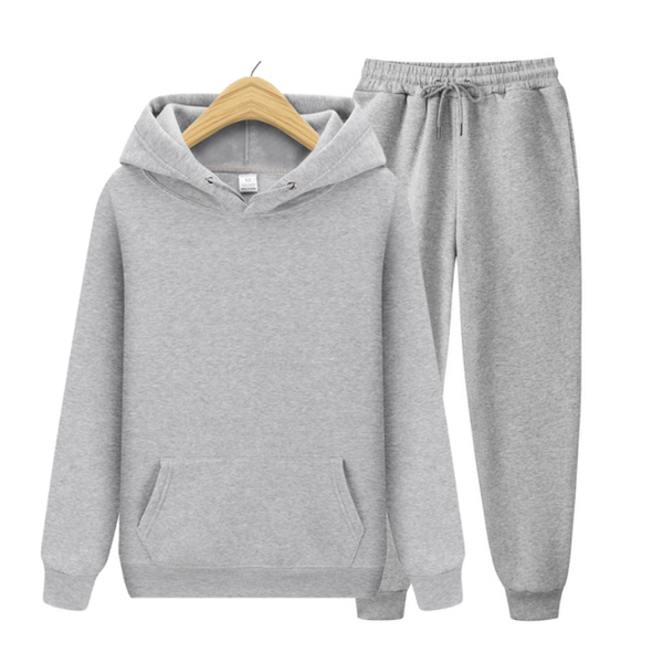 

men's tracksuits 2021 women's casual sportswear solid color pullover + pantsuit autumn/winter fashion suit, Gray