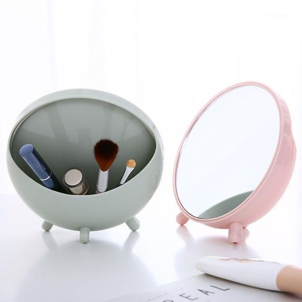 

mirrors 2in1 hd round deskmakeup mirror with storage bin portable jewelry box cosmetic vanity make up tool1