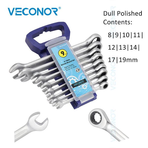 

hand tools 9pcs ratchet wrench spanner set of keys dull polished 72t universal wrenches with rack key for car repairing