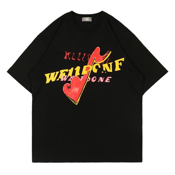 

men's t-shirts we11done summer t-shirt love note letter printing short loose seeve, White;black