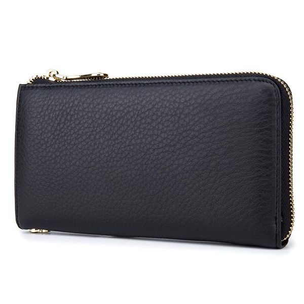 

wallets men's wallet leather grab bag soft full grain business large capacity solid zipper mobile phone, Red;black