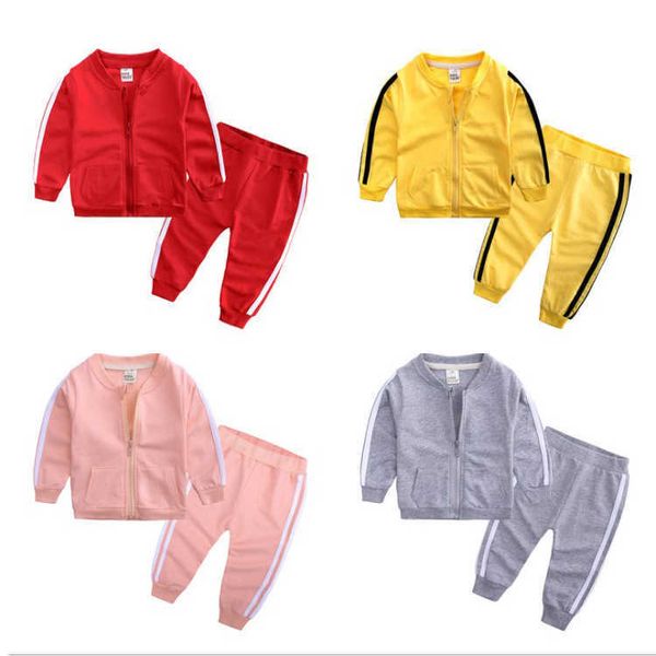 

children's round neck suit, ins bruce lee sweater, cardigan + trousers, boys and girls two piece set, special price children's clo, Blue