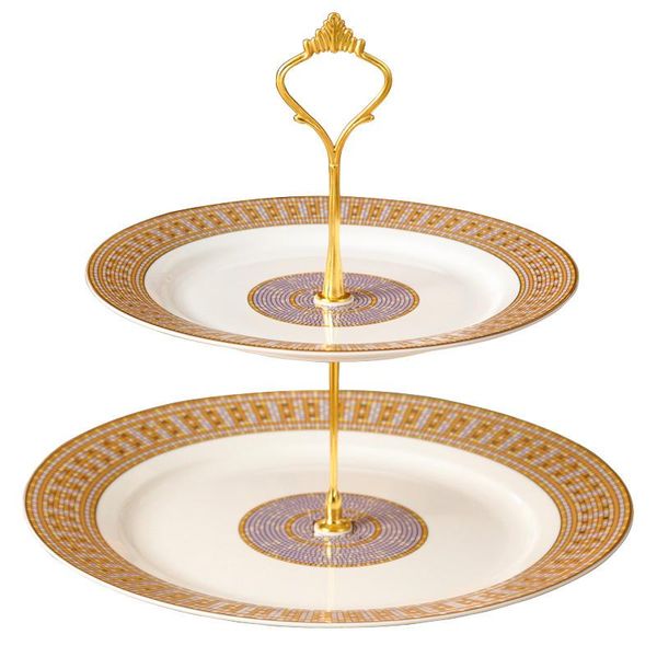 

dishes & plates european tray holiday party two-layer fruit plate dessert candy dish cake stand self-help display home table decoration
