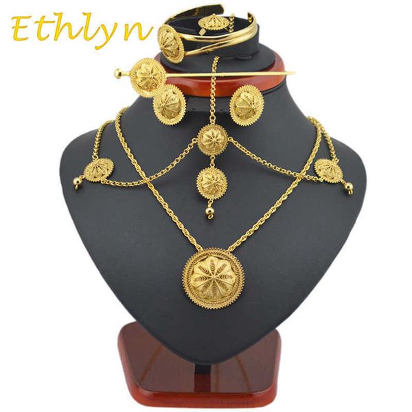 Etlyn Best Quailty Etiope Set di gioielli Etiopi Colore oro Gioielli Capelli 6 PZ Set Gioielli africani per Etiopia Best Donne Regalo S27 H1022