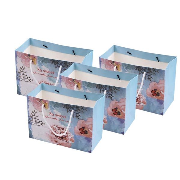

gift wrap 10 pcs/lot 24x18*11cm flower bag with handles decoration paper for jewelry birthday deco event party supplies