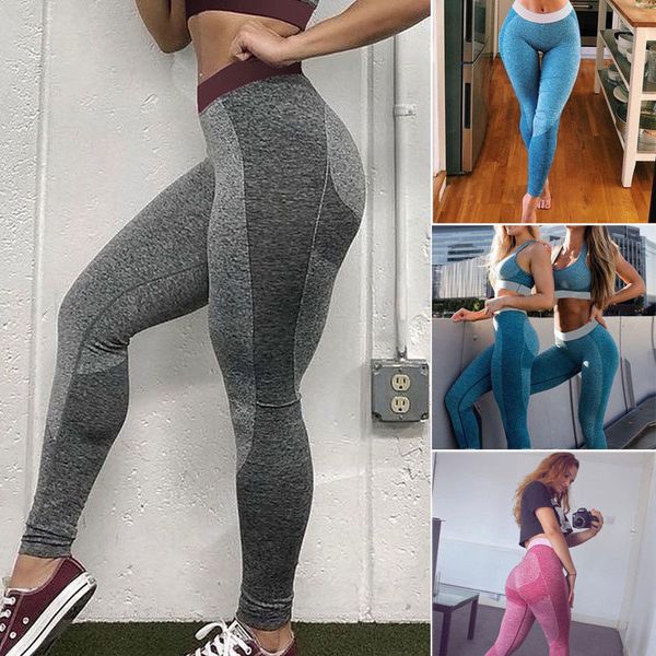 

style casual workout women fitness high waist slender clothes leggings, Black